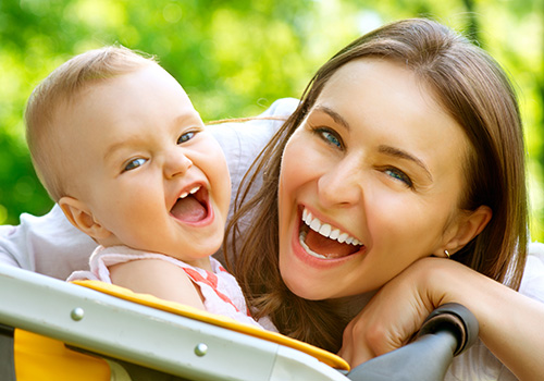 Mom with smiling baby